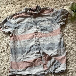 Vans preppy men’s Grey and pink striped button up shirt
